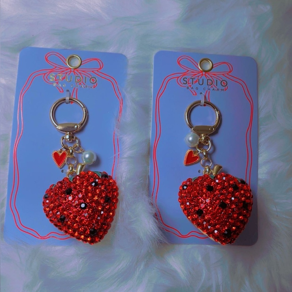 Red Heart Keychain with Pearls